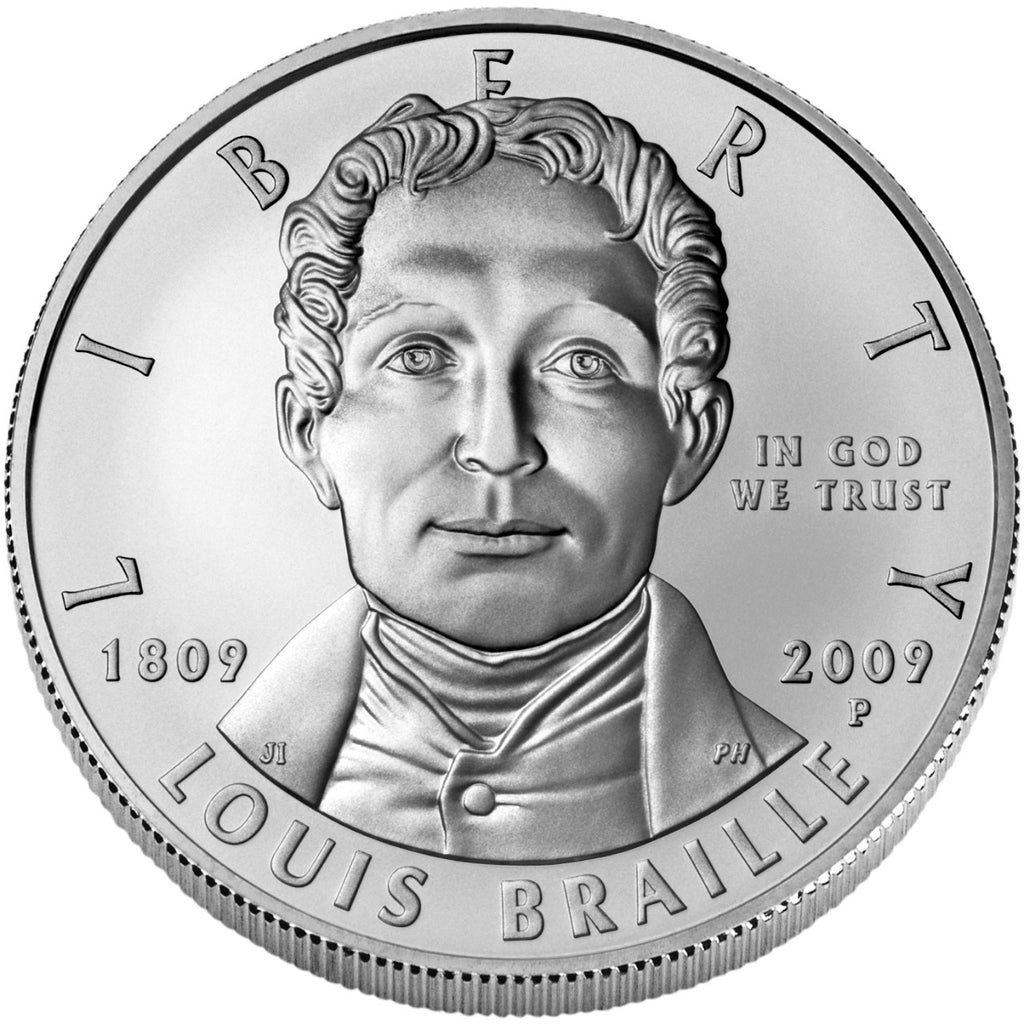 Louis Braille Bicentennial  UNC Silver Dollar $1 (2009)