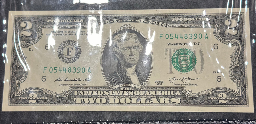 Two ($2) Dollar Bill Green Seal