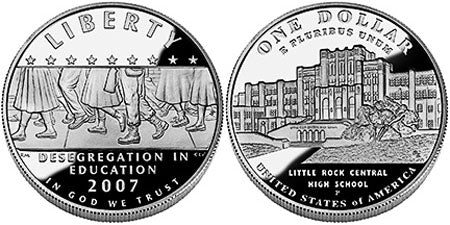 Little Rock Central High School Desegregation Proof Silver Dollar $1 (2007)
